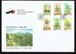 1988  Aloes And Succulents    Complete Set On Single  Unaddressed  FDC - Zimbabwe (1980-...)