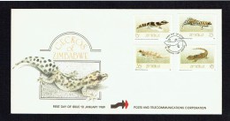 1989  Geckos     Complete Set On Single  Unaddressed  FDC - Zimbabwe (1980-...)