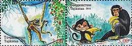 2016 TAJIKISTAN The Year Of Monkey STAMP 2V - Tadjikistan