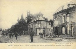 Creil Incendié Par Les Allemands 1914 - Lot De 4 Cartes: Rue De La République, Rue Gambetta, Pont De Bateaux... - Guerra 1914-18