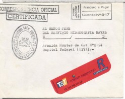 ARGENTINA CC CERTIFICADA CORREO OFICIAL PREFECTURA NAVAL DE DOCK SUD DETACAMENTO QUILMES - Dienstmarken