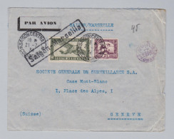 Asien Vietnam 1934-07-21 Saigon Cochinchine Flugpost Brief Nach Genève Violett Stempel "Controle Affr. Avion" - Briefe U. Dokumente