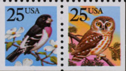 1988 USA Owl And Grosbeck Booklet Stamps Sc#2284-85 2285d Bird Owl Flower Post - 3. 1981-...