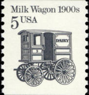 1987 USA Transportation Coil Stamp Milk Wagon Sc#2253 History Car Post Horse - Coils & Coil Singles