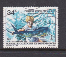 New Caledonia SG 633 1980 Sea Fishes, 34F Angler Holding Dolphin, Used - Used Stamps