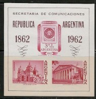 ARGENTINA -1962 - ENSAYO Prueba De Color ROJO En Lugar De AZUL- EXPO FILATELICA INTERNACIONAL - SS # 14 - MINT (NH) - Blocks & Kleinbögen