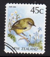 New Zealand 1991 45c Self Adhesive Rock Wren Definitive, Used - Gebraucht