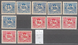 MH Slovakia PORTO Serie Vertical Raster On Gummy 1939-45 (199001) Without One Stamp - Unused Stamps