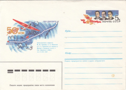 43728- MOSCOW-SAN JACINTO FLIGHT OVER THE NORTH POLE, COVER STATIONERY, 1987, RUSSIA-USSR - Polare Flüge