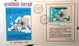 ROUMANIE Idée Européenne. Bloc De Propagrande émis En 1963 Texte En Français, Espagnol, Allemand FDC Enveloppe 1er Jour - Ideas Europeas