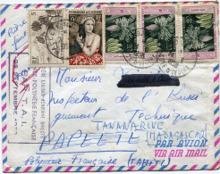 OCEANIE LETTRE AVEC AFFR. MIXTE OCEANIE/A.O.F. DEPART ABIDJAN 24-9-1958 ARRIVEE PAPEETE 2-10-58 REEXPEDIEE A MADAGASCAR - Cartas & Documentos