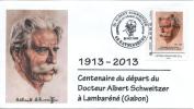 Cachet Temporaire + Timbre Personnalisé Albert SCHWEITZER Expo KAYSERSBERG 100 Ans Départ Gabon T2 - Albert Schweitzer