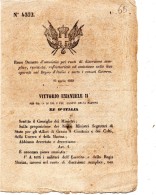 1868 DECRETO L'AMNISTIA PER  REATI DI DISERZIONE - Décrets & Lois