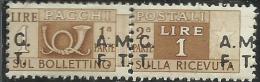 TRIESTE A 1947 1948 AMG-FTT SOPRASTAMPATO D´ITALIA ITALY OVERPRINTED PACCHI POSTALI LIRE 1 MNH VARIETY VARIETA´ - Colis Postaux/concession