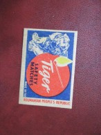 Cinderella Label Chiudilettera Safety Matches Fiammiferi TIGER Roumania People Republic - Plaatfouten En Curiosa