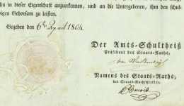 Niklaus Rudolf Von WATTENWYL (1760-1832) - General - Berne - Scharfschützen - Sprüngli - Schweiz Neuenegg Watteville - Historical Documents