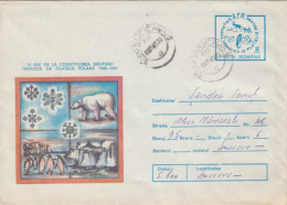 43786- POLAR PHILATELIC EXHIBITION, POLAR BEAR, PENGUIN, COVER STATIONERY, 1985, ROMANIA - Événements & Commémorations