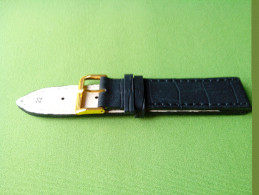 Brand New Leather Strap Thick Skin Black With Red Stitching 22mm. - Orologi Da Polso