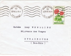 FLORA-L130 - MONACO N° 518 Sur Lettre Pour Strasbourg De 1959 Aff. Géraniums - Storia Postale