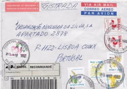 TIMBRES - STAMPS - LETTRE RECOMMANDÉ POUR PORTUGAL - BRÉSIL / BRAZIL - TIMBRES DIVERS - Briefe U. Dokumente