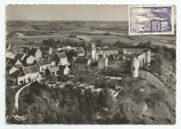 Yonne - 89 - Druyes Les Belles Fontaines Vue Aérienne Timbre Taxe Dos 10f  1954 - Autres & Non Classés