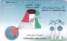 Kuwait, KUW-T-4, 3 د.ك, Map & Towers, 2 Scans. - Koeweit