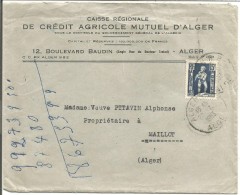 ALGERIE LETTRE A EN TETE DE ALGER POUR LA FRANCE DU 20/7/1953 - Covers & Documents