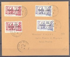 Saint Pierre Et Miquelon: Yvert 281-4; Surchargé France Libre; Sur Lettre "exposition Internationale De New York" - Storia Postale