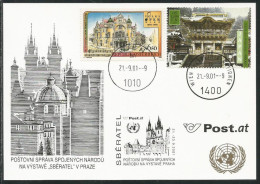 UNO-Wien, 2001,  Weiße Karte / White Card, Prag - Covers & Documents