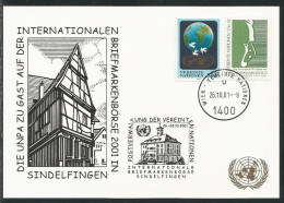 UNO-Wien, 2001, Weiße Karte / White Card, Sindelfingen - Briefe U. Dokumente