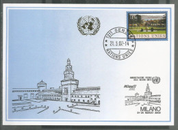 UNO-Genf, 2002, Blaue Karte, Show Card Milano - Storia Postale