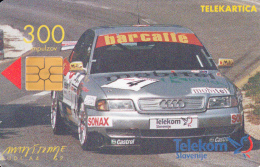 SLOVENIA SLOVENIJA   PHONECARD 1998 AUDI A4 SP PREDNOST JE V TEHNIKI  DRIVER MATJAZ TOMLJE  CARS  TELEKOM CAT.NO. 128 - Slovenia