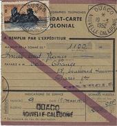 1952- Mandat-carte De  OUACO  - Taxe 10f.  Mandat De 1100 F. - Cartas & Documentos