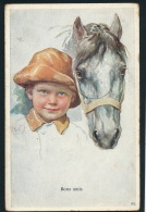 HORSE - ENFANTS - Jolie Carte Fantaisie Petit Garçon Et Cheval "Bons Amis " Signée FEIERTAG - Feiertag, Karl