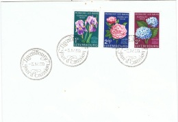 FLORA-L141 - LUXEMBOURG N° 564/66 Floralies De Mondorf Les Bains Fleurs Diverses Sur FDC - Brieven En Documenten