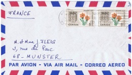 FLORA-L155 - CANADA N° 350 Lys Orangé Sur Lettre Par Avion Pour Munster - Cartas & Documentos