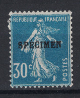 COURS D´INSTRUCTION : SEMEUSE 30c Bleu Surchargé SPECIMEN En LUXE NEUF ** / MNH - Instructional Courses