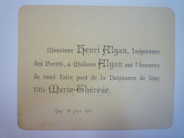 GAP  (Hautes-Alpes)  : FAIRE-PART De Naissance De  Marie-Thérèse  ALGAN   25 Juin  1897   - Birth & Baptism