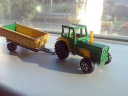 VINTAGE RARE TRACTOR MAJORETTE 1/65 Farm Tractor & Hay Trailer 1:65 1980 France - LKW, Busse, Baufahrzeuge