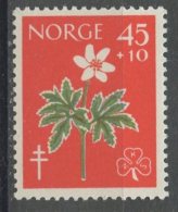Norway 1960 45+10o  White Anemone Issue #B62  MNH - Ongebruikt