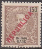 INHAMBANE - 1917, D. Carlos L, Com Sobrecarga «REPUBLICA»  - 130 R. (LOCAL)  (*) MNG   MUNDIFIL  Nº 97 - Inhambane