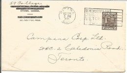 CANADA ENTIER DE OTTAWA POUR TORONTO 1935 - Storia Postale