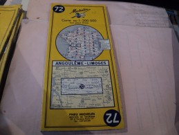 CARTE MICHELIN N°72. ANGOULEME / LIMOGES. 1968 - Maps/Atlas