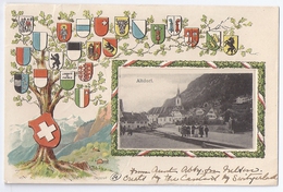 ALTDORF: Kinder An Bahnlinie Vor Dorf, Präge-AK "Wappenbaum" ~1900 - Altdorf