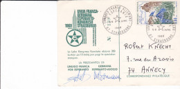 CPSM ESPERANTO CONGRES FRANCO ALLEMAND STRSBOURG 1969 TIMBRE FLAMME SIGNATURES - Esperanto