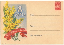 FLORA-L177 - RUSSIE Entier Postal Env. Illustrée Mimosas 1958 - 1950-59