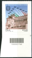 ITALIA / ITALY 2016** - 70° Anniv. Della Repubblica Italiana - 1 Val. Con Codice A Barre Come Da Scansione. - Bar Codes