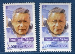 France - Variété N° Yvert  3345 Paul Emile Victor   Neuf  **  2 Scans Recto Et Verso  Réf. 1217 - Unused Stamps