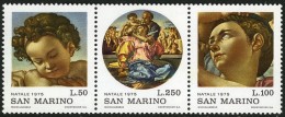 San Marino 1975 Christmas Celebrations Paintings By Michelangelo Art Stamps MNH SC 869-871a Strip Michel 1102-1104 - Quadri