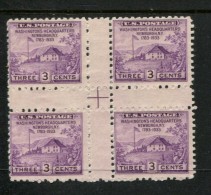 USA POSTFRIS MINT NEVER HINGED POSTFRISCH EINDWANDFREI SCOTT 752 Center Block With Crossed Gutters And Dashes - Nuovi